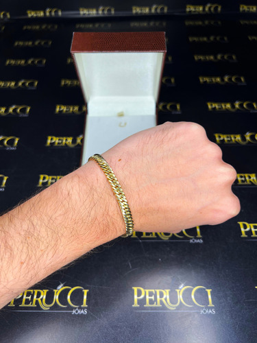 Pulseira Elos Duplos 20 Gramas Ouro 18k Maciço