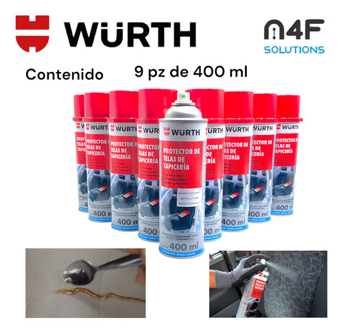 Wurth Protector Telas Auto Tapiceria Asientos 400 Ml 9 Pzas