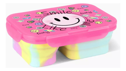 Lunchera Plegable Con Dos Compartimentos Footy. Color Smile Rosa