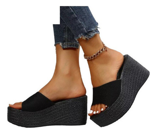 Sandalias De Playa Con Plataforma, Tacones Altos Para Mu [u]