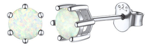 Pendientes Mujer Opal Stud 925 Con Piedra De Plata Esterlina