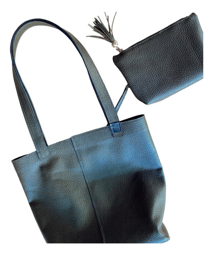 Cartera Tote De Cuero Vacuno Cosido A Mano Verde Oscuro Lisa Oro Verde Oscuro