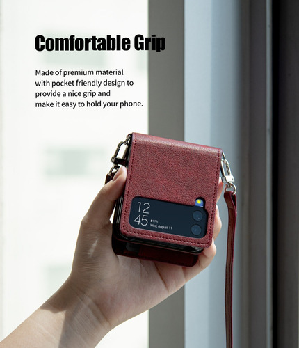 Imagen 9 de 9 de Funda Cartera Tarjetero Desmontable Correa Galaxy Z Flip3