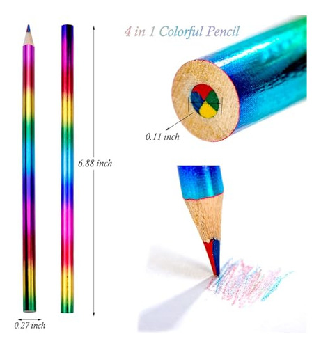 Lápices De Colores Arcoíris Multicolor Con Sacapuntas, A Gra