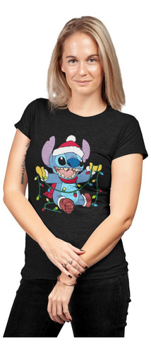 Polera Lilo Stitch Luces Navidad