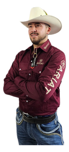 Camisa Ariat Bordado En Un Solo Color