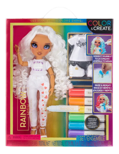 Muñeca Rainbow High Para Pintar El Pelo 27cm Fibras Lavable