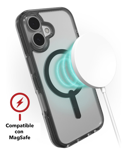 Funda Para Iphone 16 Con Magsafe Zagg Transparente Con Borde Media Noche