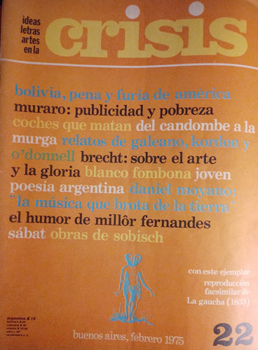 Revista Crisis - Ideas, Letras Y Artes N° 22- Febrero 1975