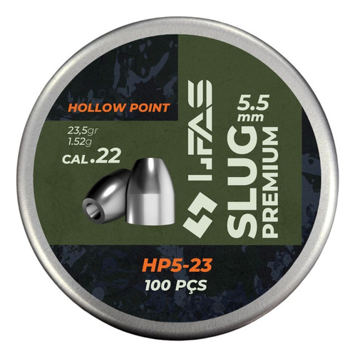 Kit De Chumbinho Slugs 5.5mm 19-21-23grains Premium 100un