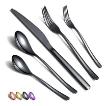 Comprar Juego De Cubiertos Negros De 20 Piezas, Juego De Cubiertos 4