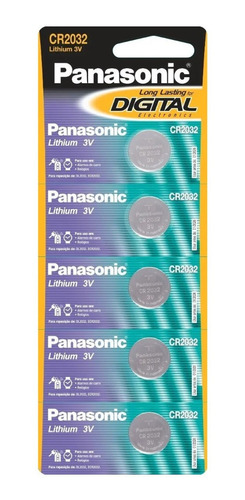 Bateria De Lithium Panasonic Botão Cr2032 C/ 5 Unid 2032