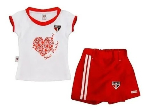 Conjunto São Paulo Infantil Short Saia  Oficial Menina