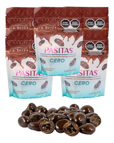 Chocolate Amargo Pasitas Sin AzĂșcar 7 Pz 100 G C/u Suiza