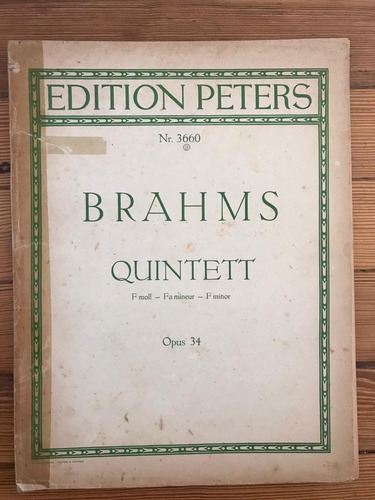Partitura Brahms Quinteto En Fa Menor Opus 34