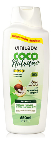 Kit Shampoo Coco Nutrição Tamanho Família 650ml - 04 Unid