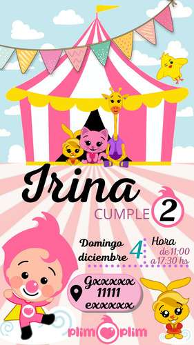 Invitación Digital Plim Plim Invitación De Cumpleaños