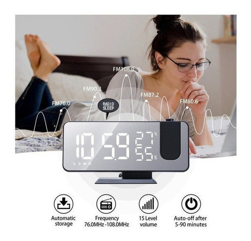 Pantalla De Radio Led De Proyección Grande Con Reloj Despert
