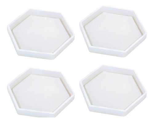 Paquete De 4 Moldes Hexagonales De Silicona Para Posavasos,