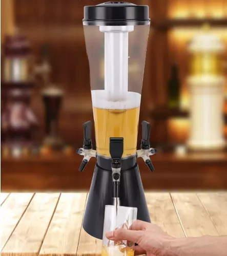 Dispensador de bebidas en torre de cerveza de 3 litros con tubo de hielo y  luces LED para cocina, fiesta