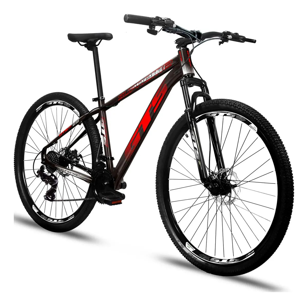 Bicicleta Aro 29 Gts Supreme Quadro Aluminio 24v Freio Disco Cor Preto/Vermelho Tamanho do quadro 21 "