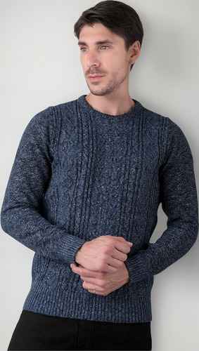 Sueter Furor Hombre Azul Jaspe Cuello Redondo Ligero Comodo
