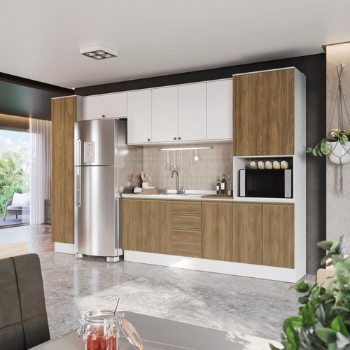 Cozinha Modulada Celeste Kappesberg 100% Mdf Nogueira 8 Pçs