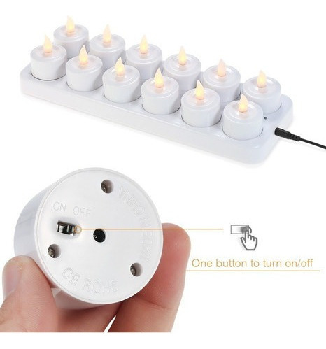 Vela Led 12 Unidades/set De Led Recargable
