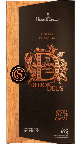 Chocolate Bendito Cacao Dedo De Deus 67% Cacau Show 100g