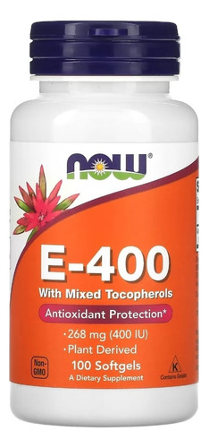 Vitamina E 400ui Mixed Tocopherois 100 Softgels Now 