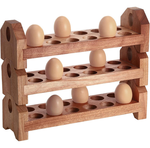 Soporte De Madera Para Huevos De Encimera, Bandejas De Almac