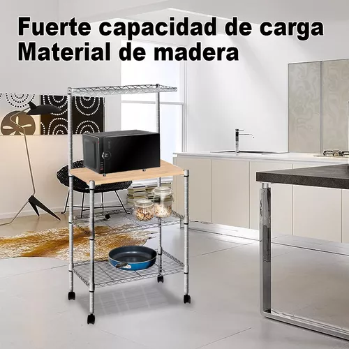 Soporte Microondas, Mueble Microondas, Rejilla para encimera de Cocina  Organizador Estanteria Mueble, Color madera