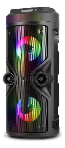 Bocina Bluetooth Portatil Boombox Luz Led Sonido Envolvente Color Negro