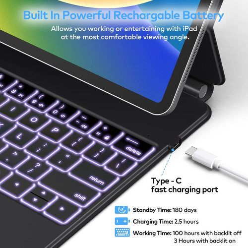 Teclado Magnético Touch Backlit Para iPad Pro 12.9 6gen M2