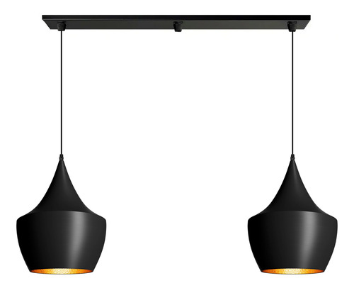 Lámpara Colgante 2 Luces Tom Dixon Fat Barral Metálico Negro