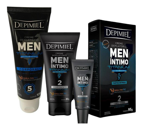 Kit Depilação Depimiel Masculino Men Corpo + Partes Íntimas