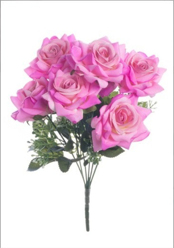 5 Und Buquê Rosa Artificial C/7 Rosas Flor Veludo Cor Rosa | Parcelamento  sem juros