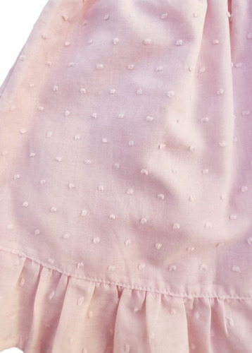Imagen 2 de 2 de Vestido Bebe Plumeti Ruedo Voladito Y Nuditos Hombros