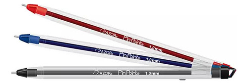 Pluma Punto Mediano Pin Point 1.0 Mm Caja Con 12 Pzas Transparente Surtido