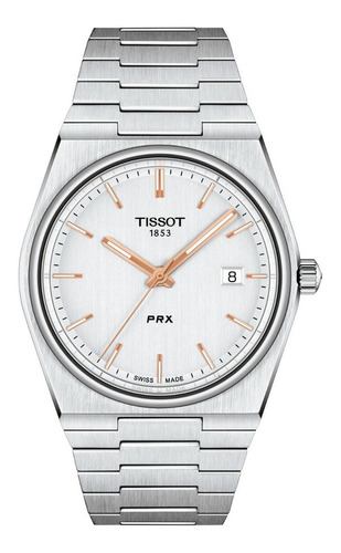 Reloj Tissot T-classic Prx Para Hombre De Acero Plateado
