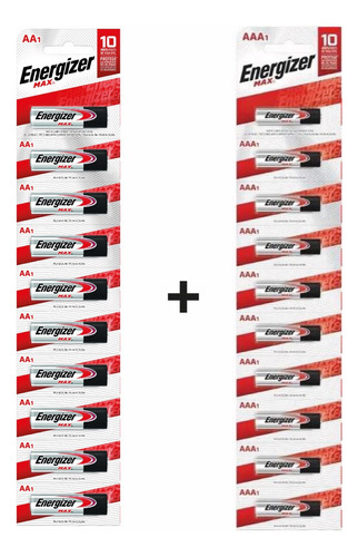 Combo Pilas Alcalinas Energizer Max 10 X Aa + 10 X Aaa  