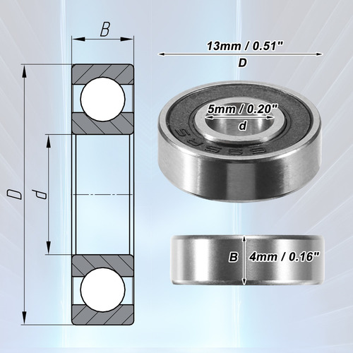 Rodamiento De Bolas, 5 X 13 X 4 Mm 695-2rs, 10 Unidades