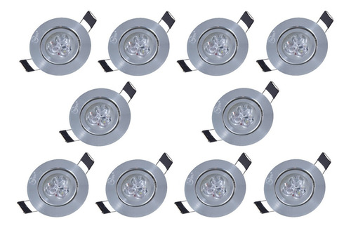 Empotrado Plafon Led 1w Spot Satinado Luz Blanca 10 Piezas