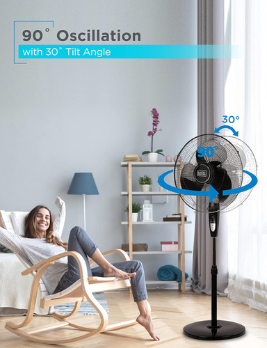 Black+decker Ventilador De Pie De 16 Pulgadas Con Control Re