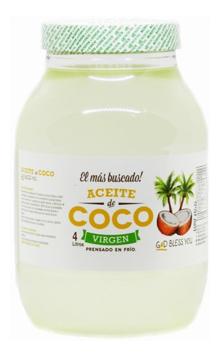 Aceite De Coco Virgen X 4 Litros - God Bless You