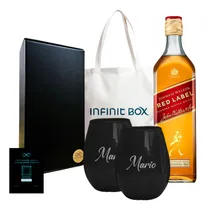 Comprar Box Whisky Johnnie Walker Red Label Vasos Negros Grabados 