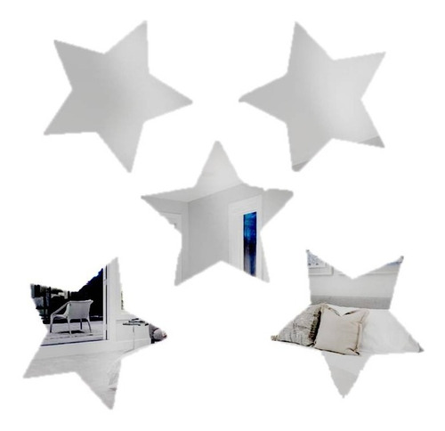 Estrela 10 Peças Espelho Decorativo Acrílico 8cm Sala Quarto