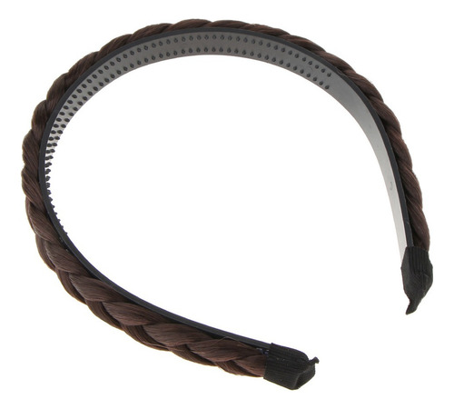 Trenzado Bun Postizo Diadema Café Oscuro