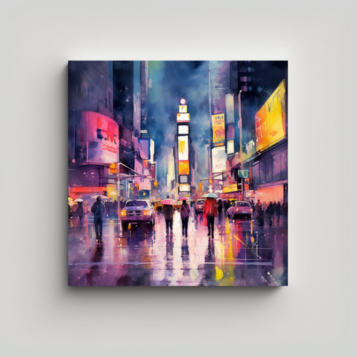 20x20cm Cuadro Decorativo Times Square En Hora Punta Flores