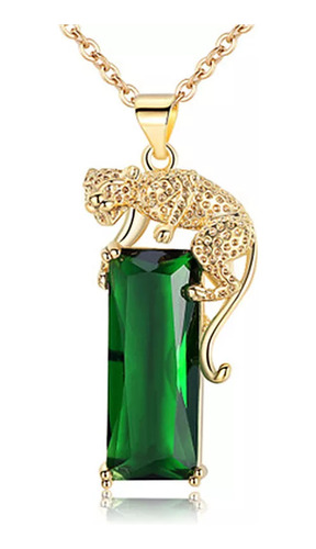 Colar Feminino Leopardo Esmeralda Verde Semijoia Ouro 18 Top